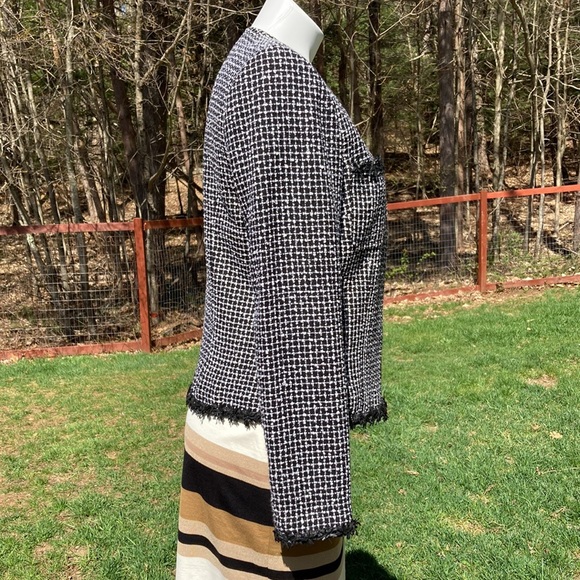 Anthracite zipper or open black and white bouclé jacket with liner size 6 - Picture 6 of 7